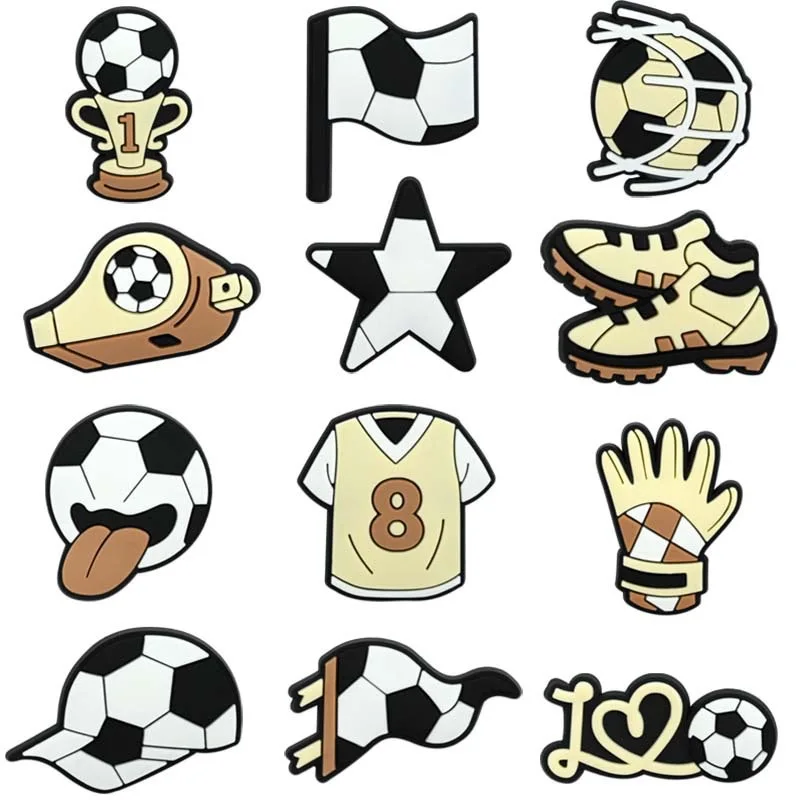 12-100Pcs Football Whistle Sport Shoe Charms for DIY Bracele