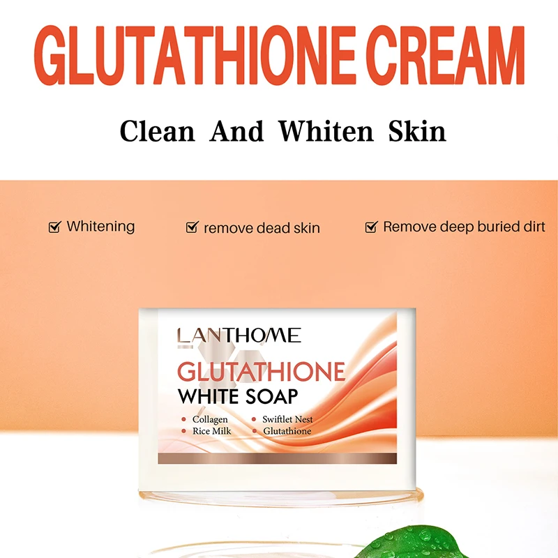 Glutationa Skin Whitening Soap, reduzir a pigmentação, desvanecer-se Black Spot, Dead Skin Lightening, Brightening Face, Glowing Ski