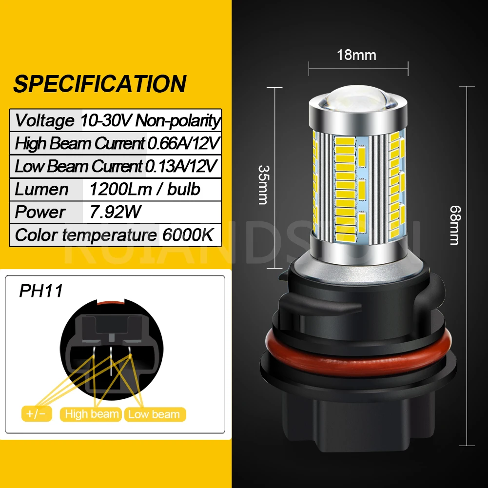 Picture 6: 2pcs 1200lm White PH11 9014 Motorbike Head Lamp Bulb 84SMD High Low Beam Motorcycle Headlight 12V 24V For YAMAHA SUZUKI HONDA