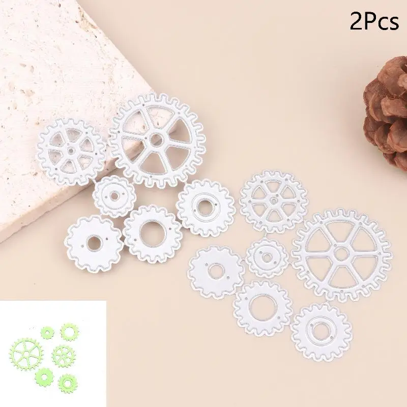 2Pcs Steampunk Gear Metal Cutting Dies For Scrapbooking DIY Clipart Photo Decoration Papercraft Cutter Die Mold Stencil