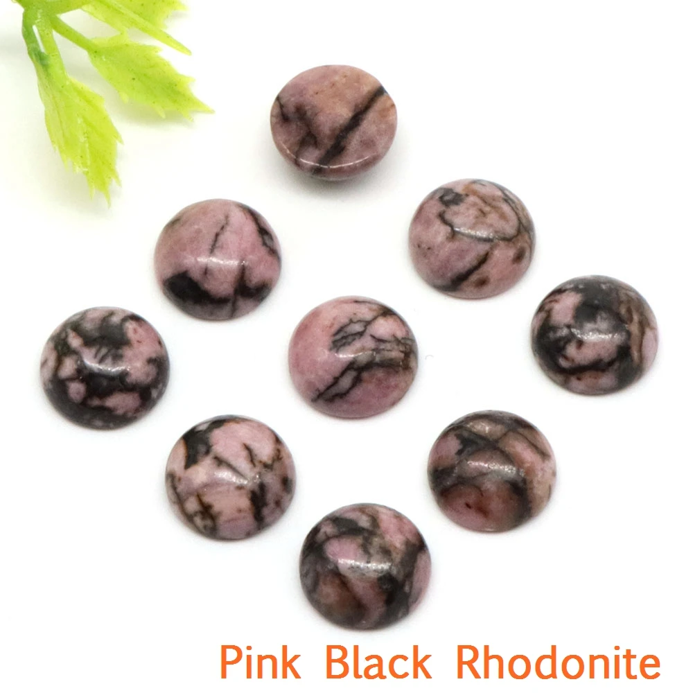 NONE 10mm Runde Cabochon Perlen mit flacher Rückseite Natursteine Halbkuppel Cab DIY Ohrring Ring Anhänger Schmuckherstellung Zubehör Großhandel 8