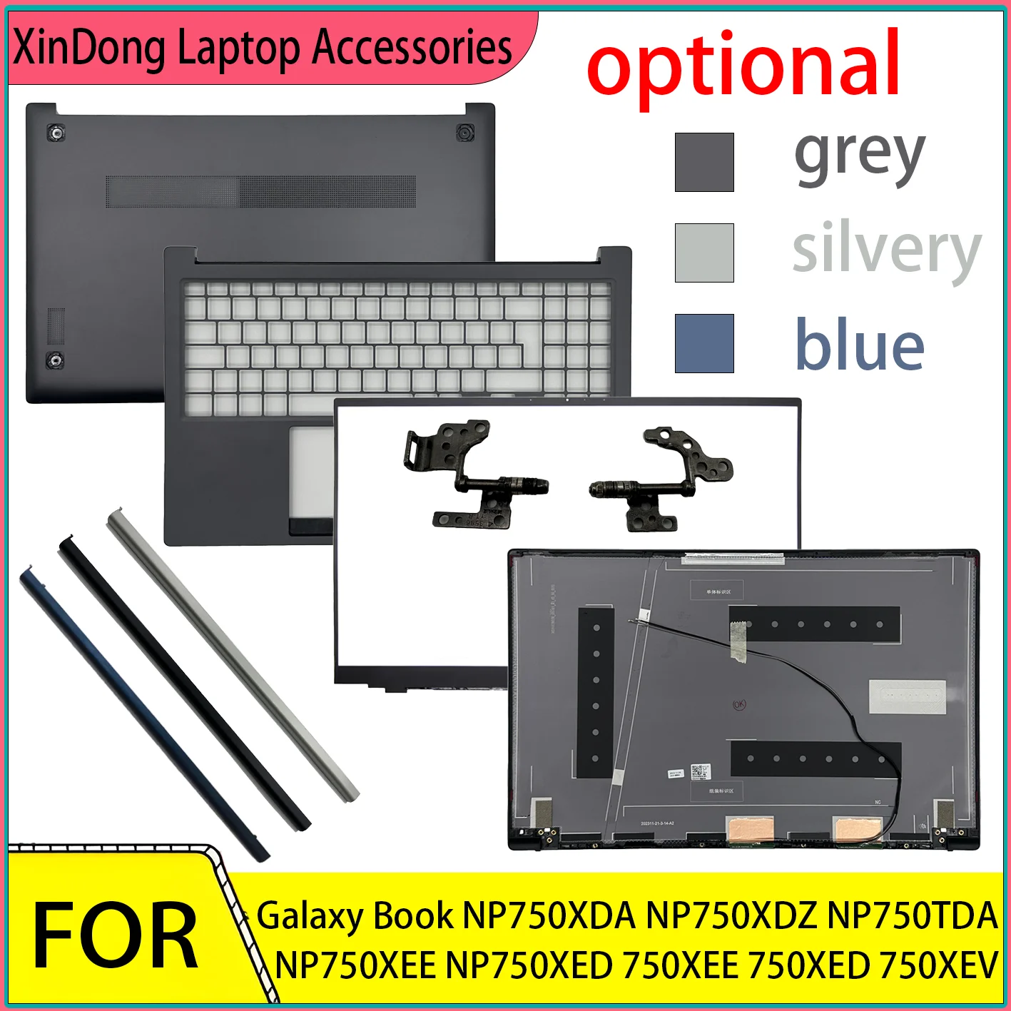 Laptop Housing Case For Galaxy Book NP750XDA/XDZ/TDA/XED 750XED/XEV LCD Back Cover/Bezel/Palmrest/Bottom/Hingescover Replacement