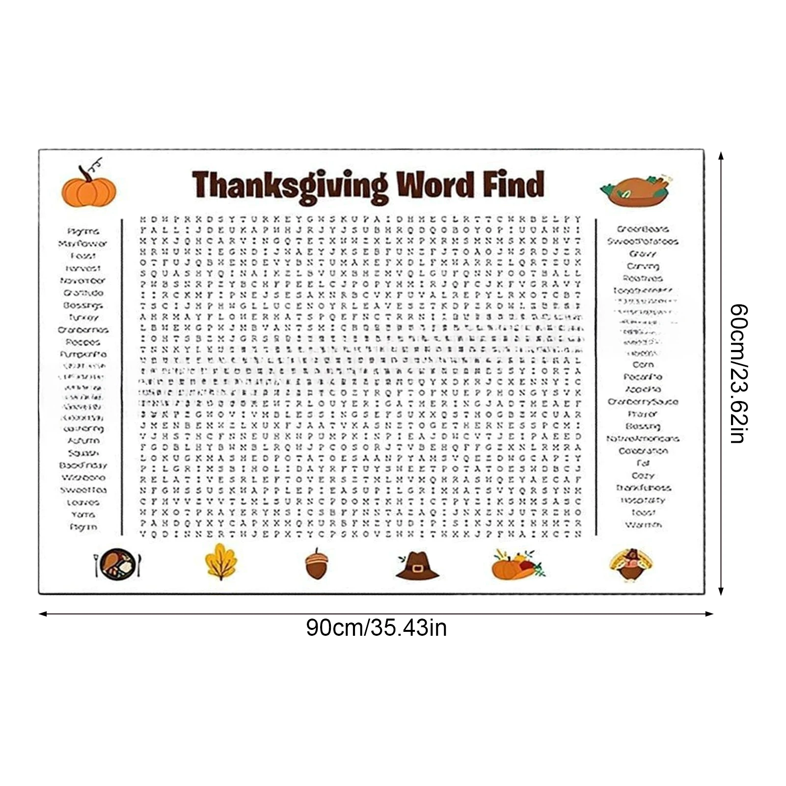 Póster de búsqueda de palabras de Navidad de Acción de Gracias, tamaño Jumbo, 60x90cm, decoración de fiesta, juego interactivo, reunión familiar, actividad en el aula