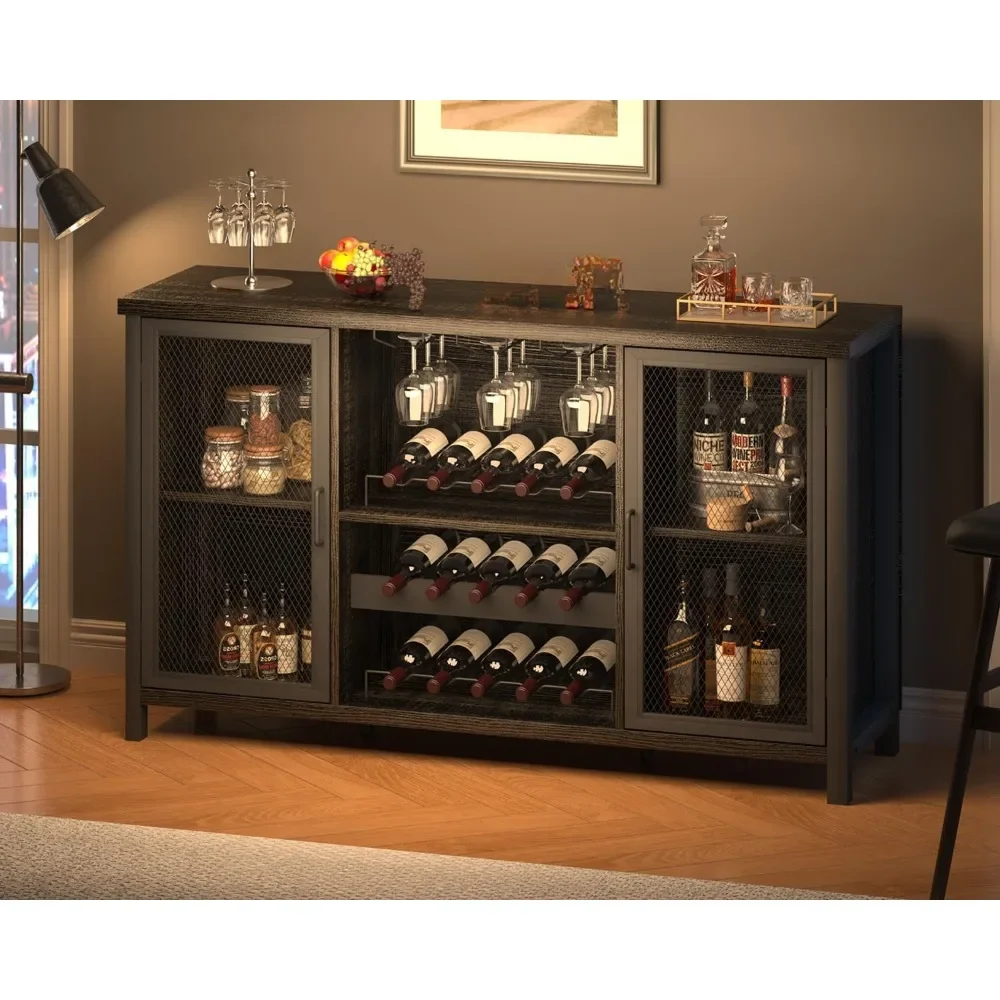 

Bar Cabinets, Rustic Coffee Cabinet for Liquor and Glasses, Kitchen Sideboard Buffet with Rack Storage,Bars Display Cabinets