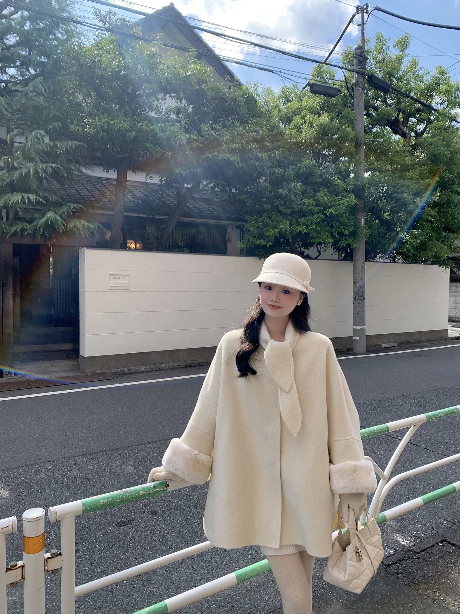 

Double-Faced Woolen Camel down Coat Women's Winter Faion Gentle Lady Sle Wang Han Yan Yue Ye Rabbit Design Thi Long Sve