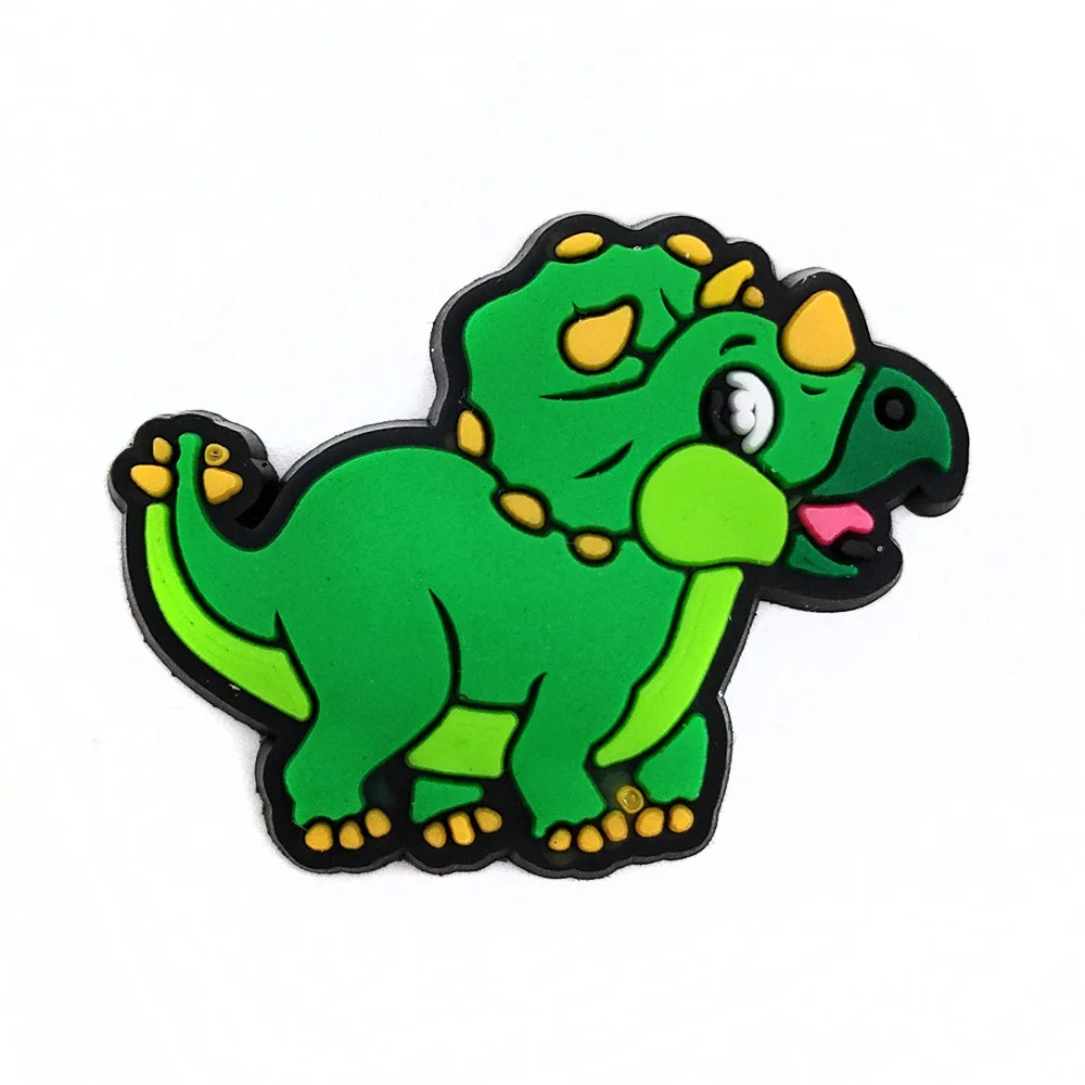 Green Dinosaur Shoe Charms para crianças, animais fofos, decoração de fivela, acessórios, meninos, homens presentes, 20pcs, conjunto