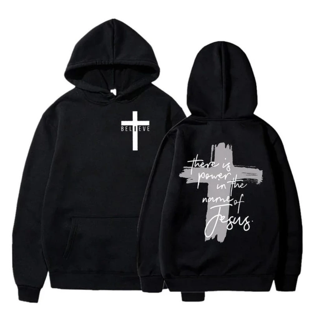 God Is Good Christian Faith Essential Woman Hoodies There Is Power in The Name of Jesus Graphic Hoodie Fashion Streetwear
