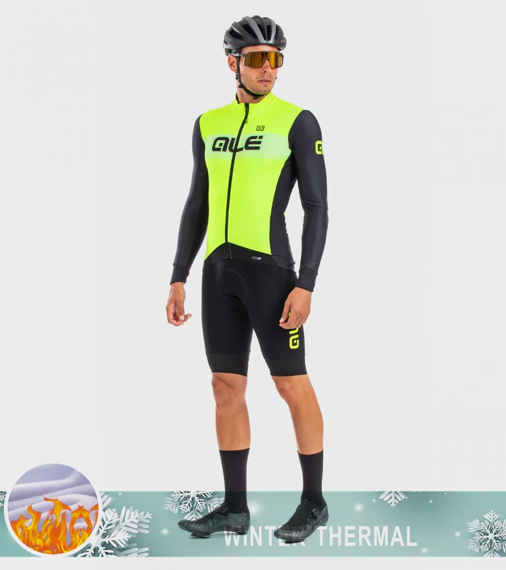 AIE Winter Thermal Fleece Cycling Jersey Mtb Male Clothing Sports Set Complete Road Bike Men's Man Team Sportswear Bycicle Suit