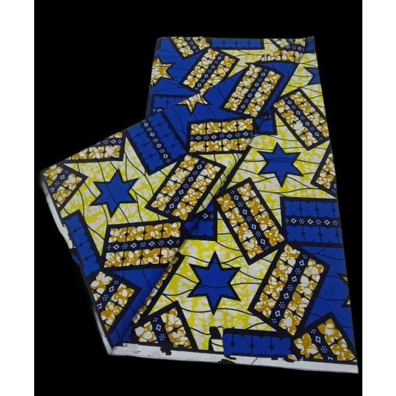 New Super Tissu Ankara Good Real Prints African Wax Fabric Soft Pagne Cotton Material Kente 6YARDS Stuff Blue Batik For Sew view 5