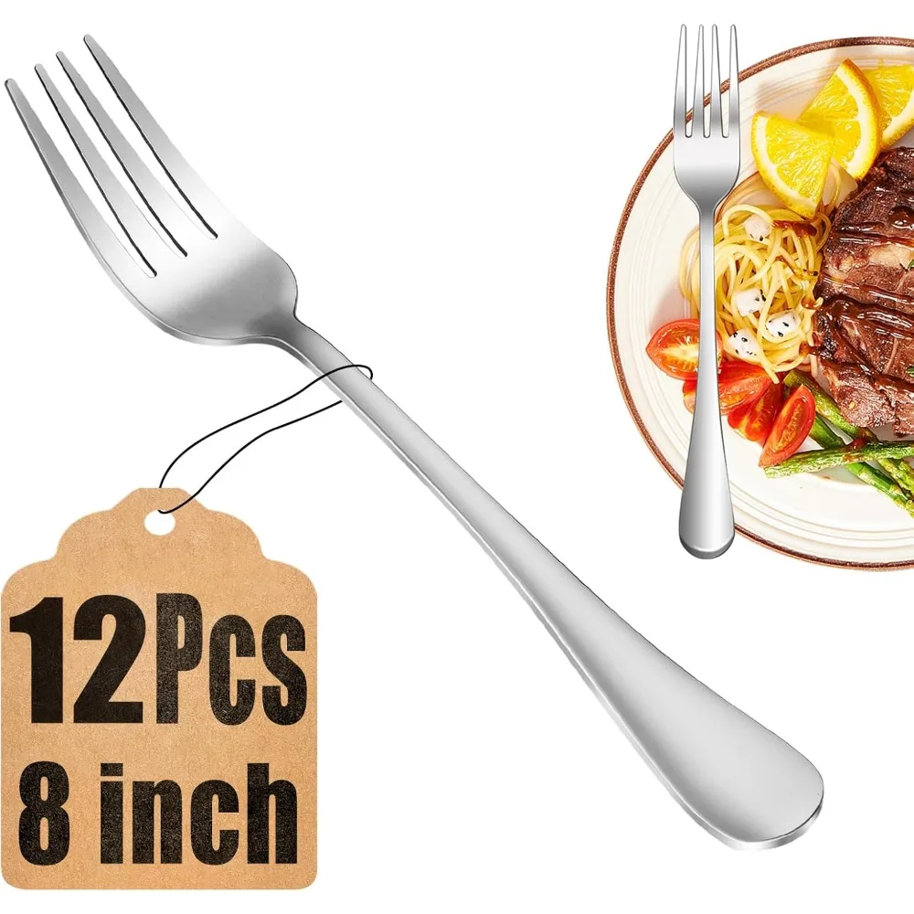 

Набор из 12 обеденных вилок, вилки для столового серебра из пищевой нержавеющей стали, вилка для столовых приборов, металлическая вилка для дома, кухни или ресторана