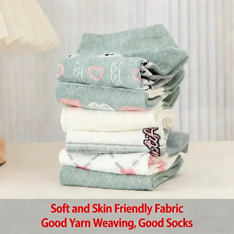 6/12 Paar Socken Frühjahr blaue weiße Baumwolle Socken Frauen Cartoon Knöchel Socken Mädchen Socken.