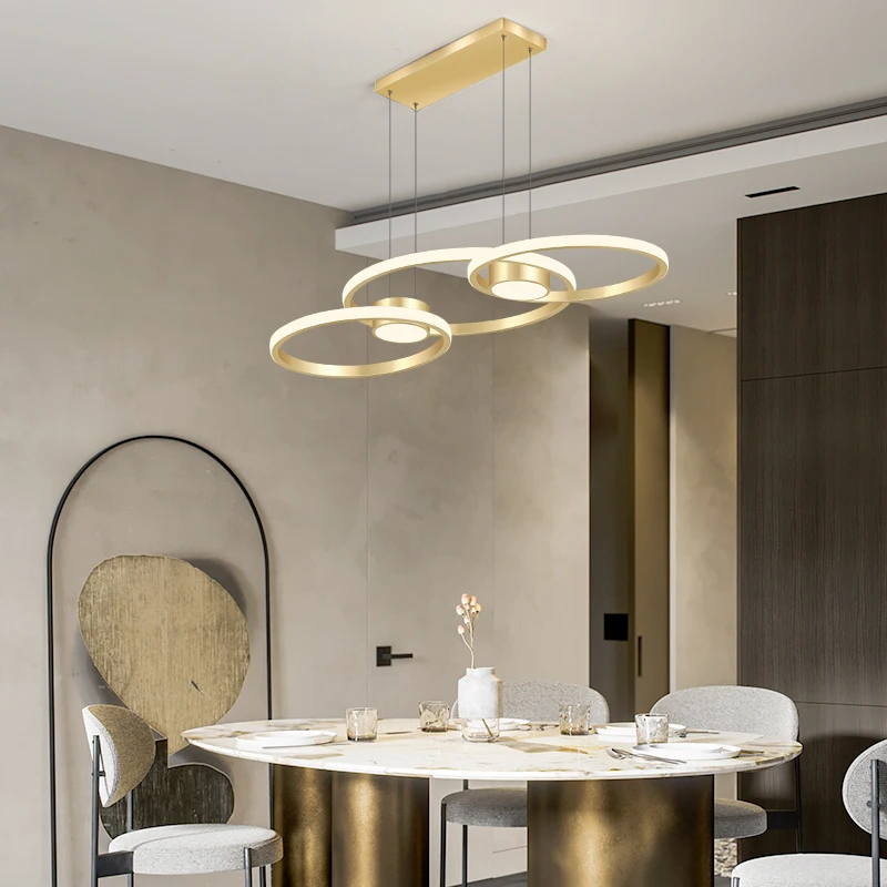 2023 Modern LED Pendent Lamp Northern Europe Simple Design Art Gold Aluminum Chandelier Suitable For Dining Room Kitchen Lamps