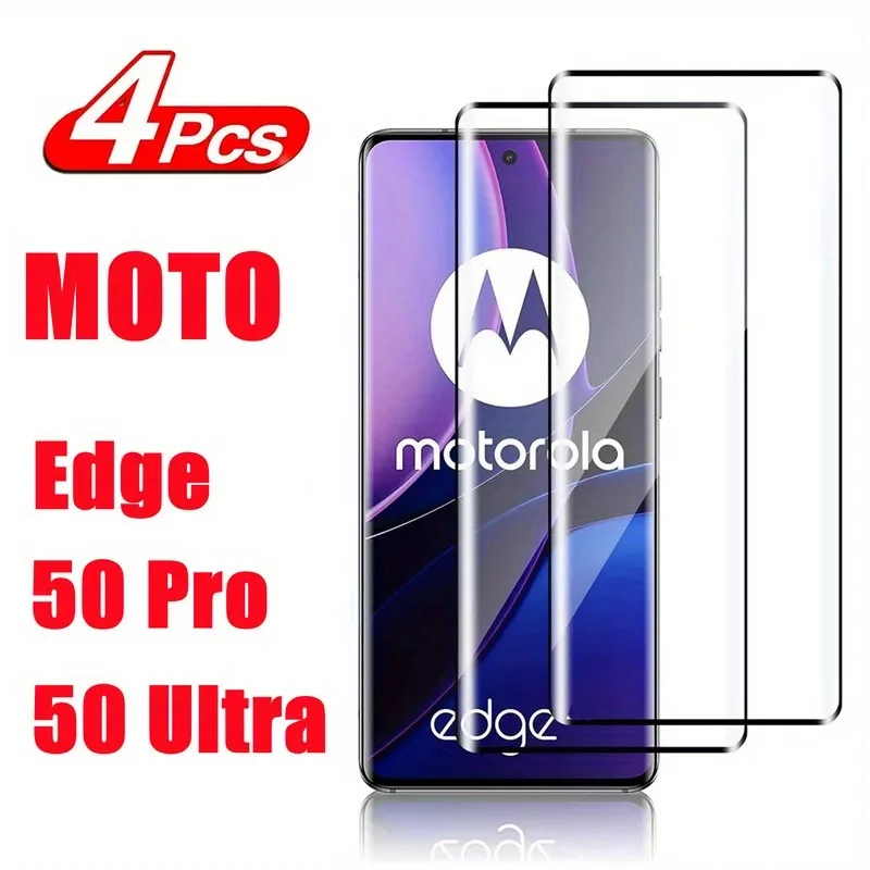 

4 Pack for Motorola Edge 50 Pro Ultra Screen Protector Tempered Galss, High Clear 9H Hardness Bubble Free Film 6.7 Inch