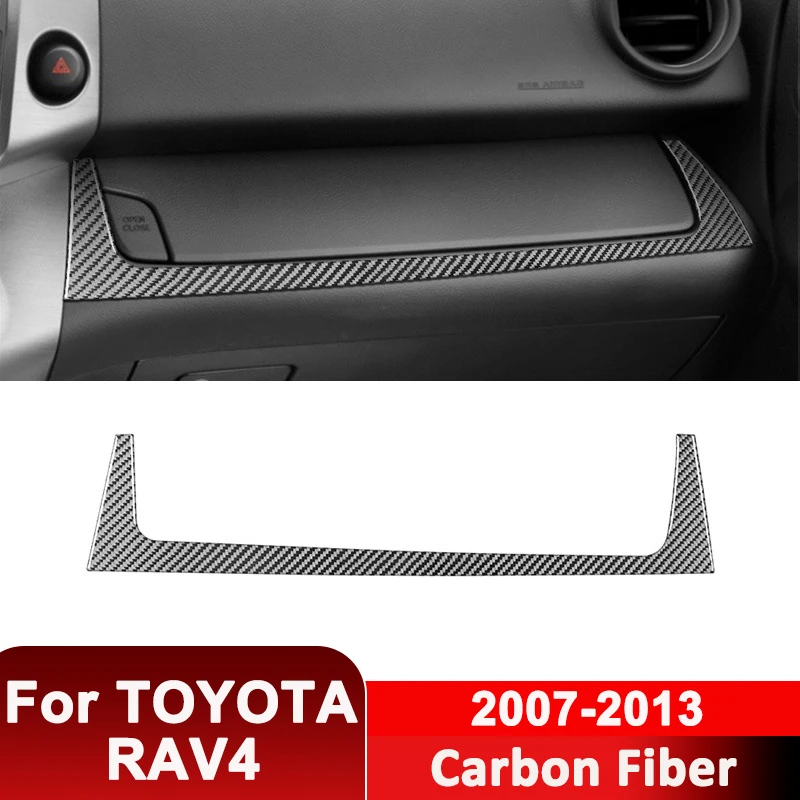 Para TOYOTA RAV4 2007-2013 fibra de carbono coche copiloto Panel embellecedor tira pegatina decorativa accesorios interiores