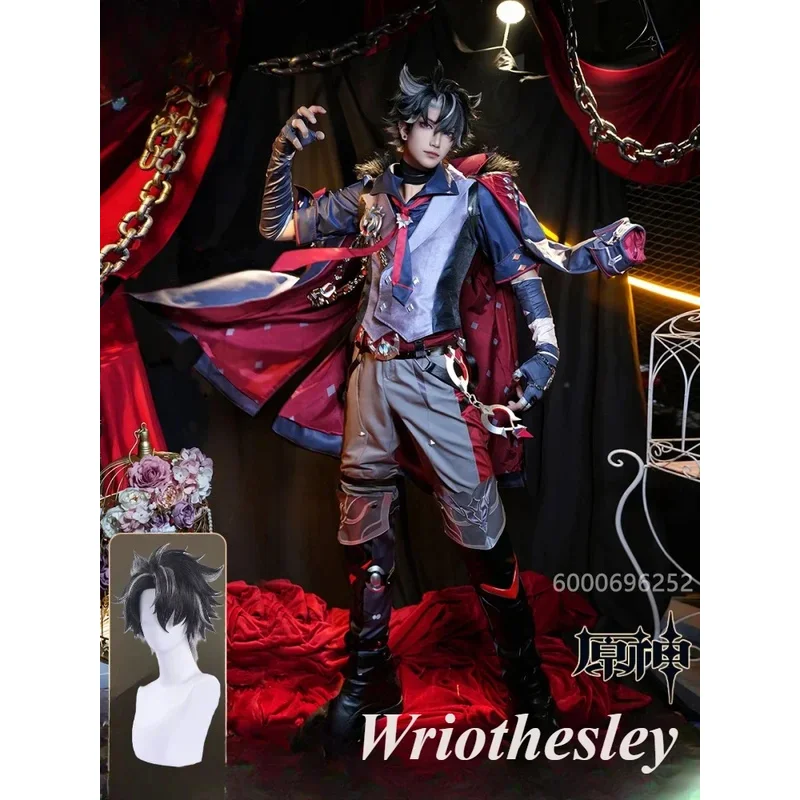 

Genshin Impact Wriothesley Cosplay Game Men Costume Fontaine Metal Accessories Halloween Carnival Party Role Play Outfit