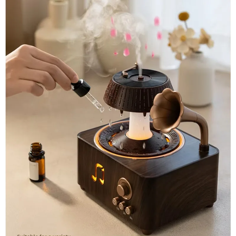 2026 New and unique phonograph design Aromatherapy machine Rotatable raindrop humidifier Essential oil aromatherapy machine