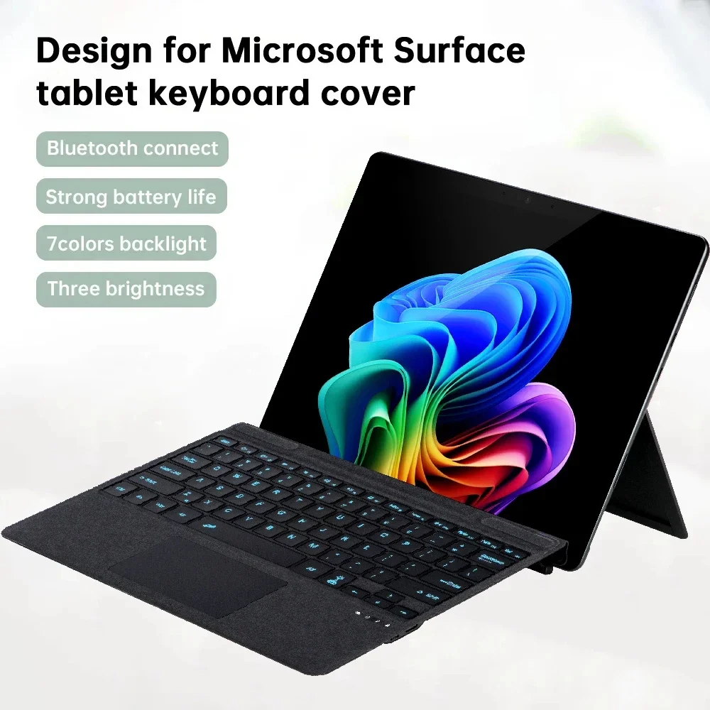 For Microsoft Surface Pro 3 4 5 6 7 8 9 X Backlit Trackpad Keyboard , Keyboard Russian Arabic Spanish Ñ Portuguese Korean Hebrew