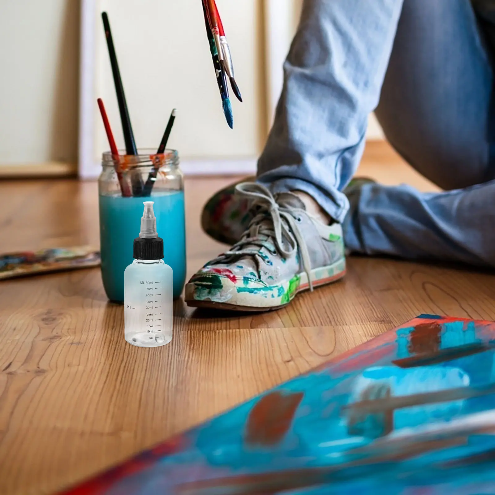 

5Pcs Transparent Paint Dispensing Bottles Squeeze Bottles Graduated Markings Fine Tip Nozzle Craft Bottle Oil Squeeze Bottle