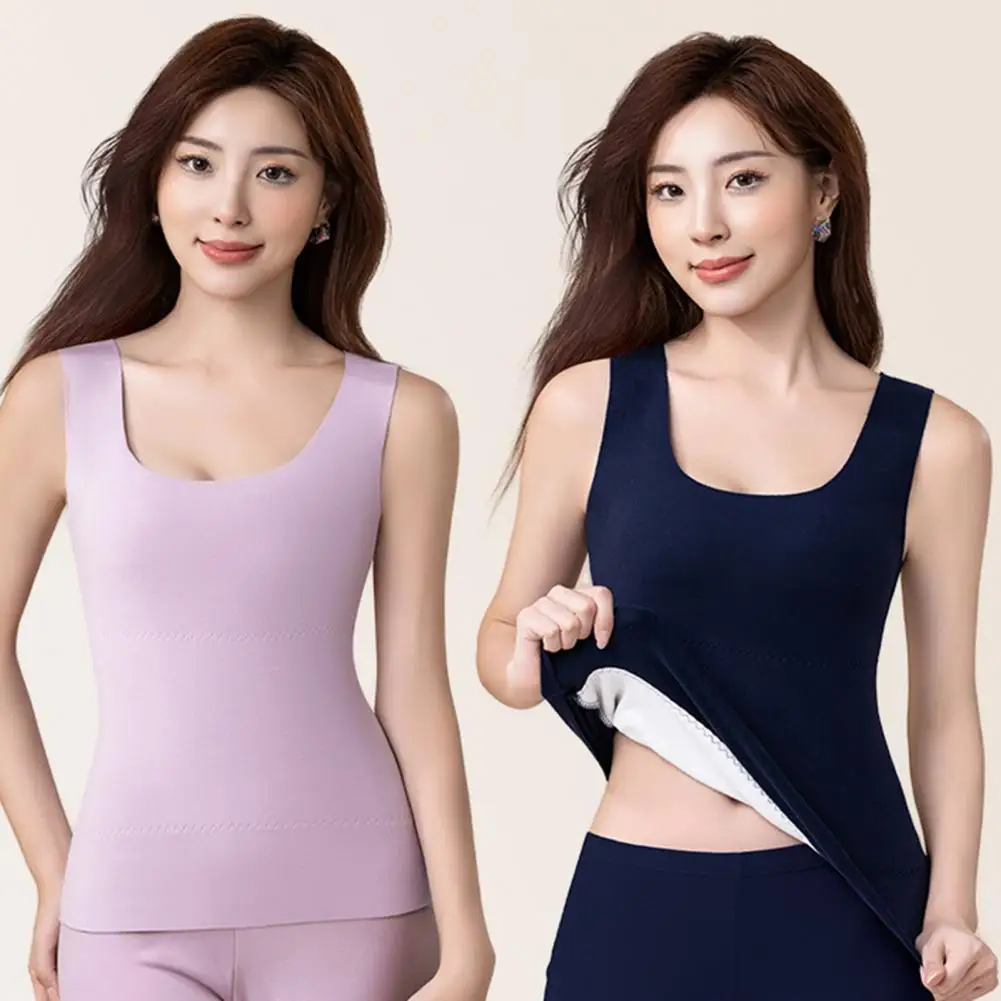 2026 Winter Women Thermal Double-sided Velvet Vest Seamless Velvet-lined Fast Temperature Lock Heating Bottoming Tanks Top