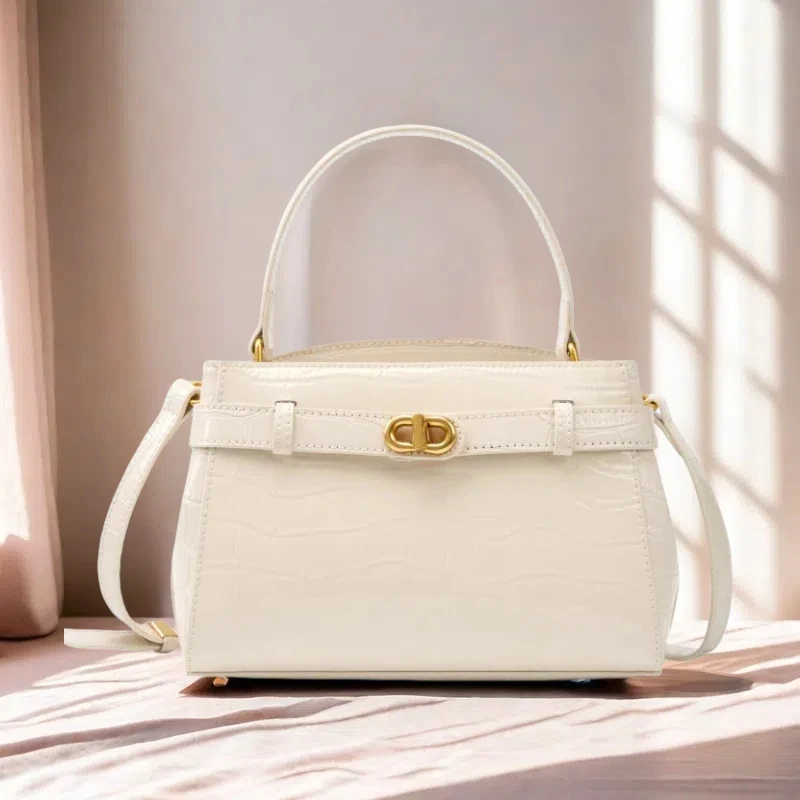 

Luxury Genuine Leather Crocodile Embossed Lock Closure Mini Square Bag Women Large Tote Shoulder Crossbody 2025 Designer Handbag