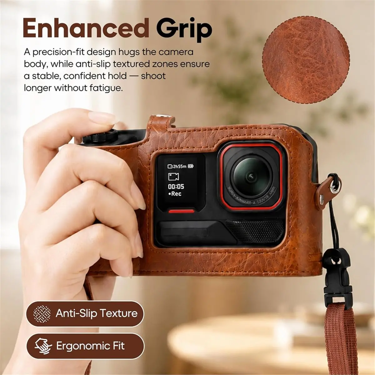 Carrying Case for Pro 2 , Retro PU Leather Protective Cover with Strap Precise Cutouts & Quick Release