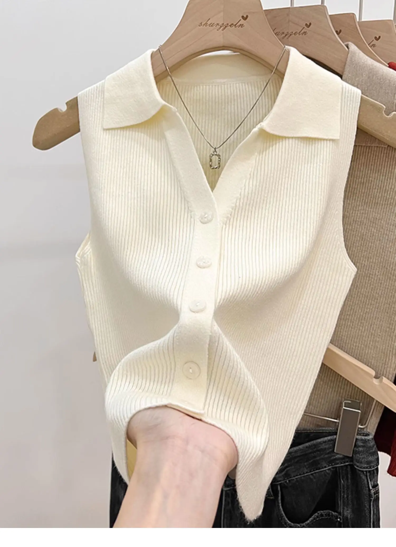 Solid Color Knitted for Women Cardigan Korean Single Breasted Sleeveless Jumper Woman Round Neck All Match Cardigans Outwear