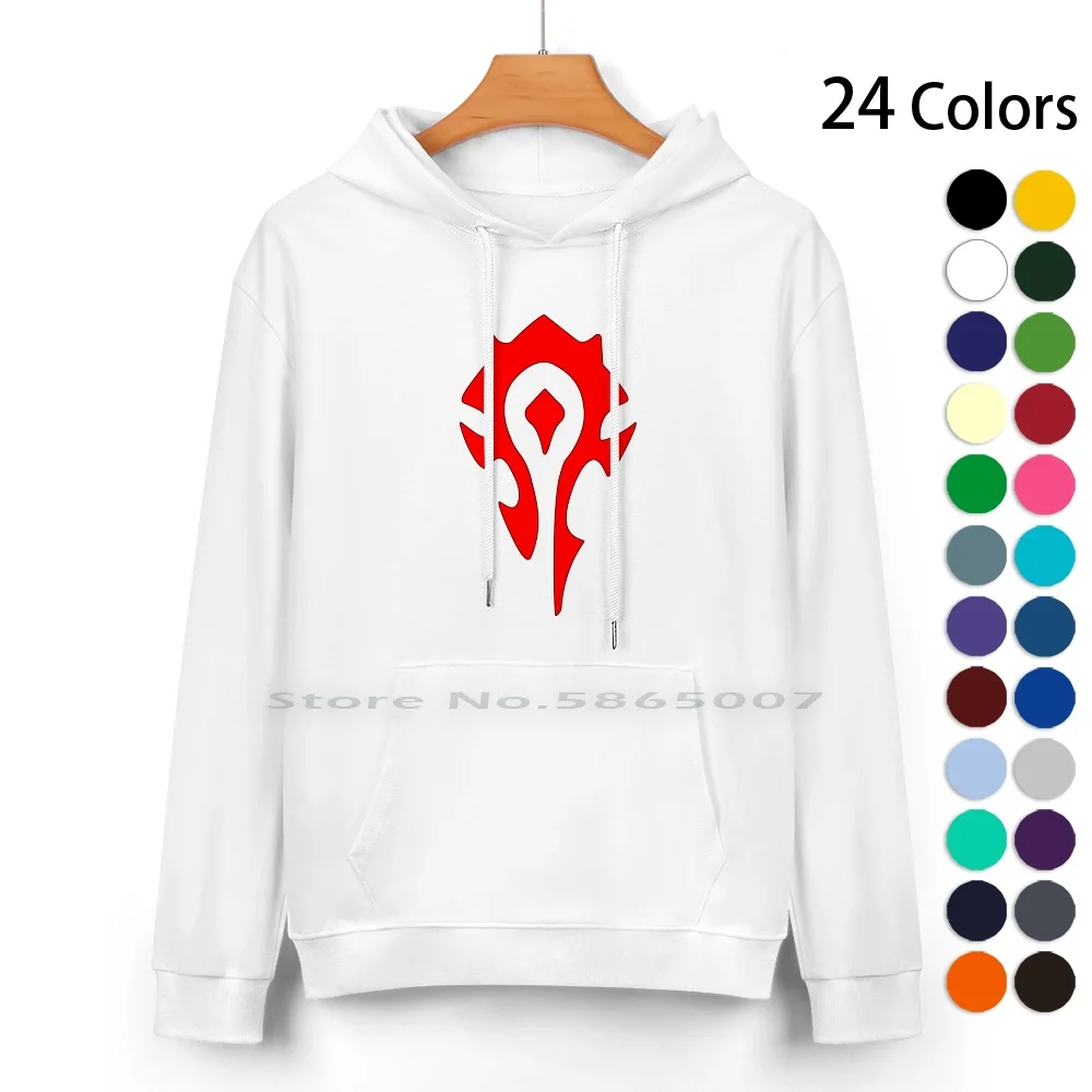 Horde Pure Cotton Hoodie Sweater 24 Colors Mmorpg Horde Wow Logo Games 100% Cotton Hooded Sweatshirt For Women Men Unisex Gifts