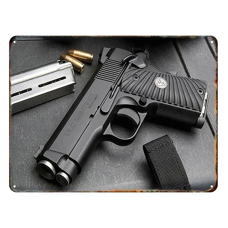HD metal decorative plaque, the pistol pattern is painted in metal, Beretta M9 Airsoft Pistol the pattern is decorated with m