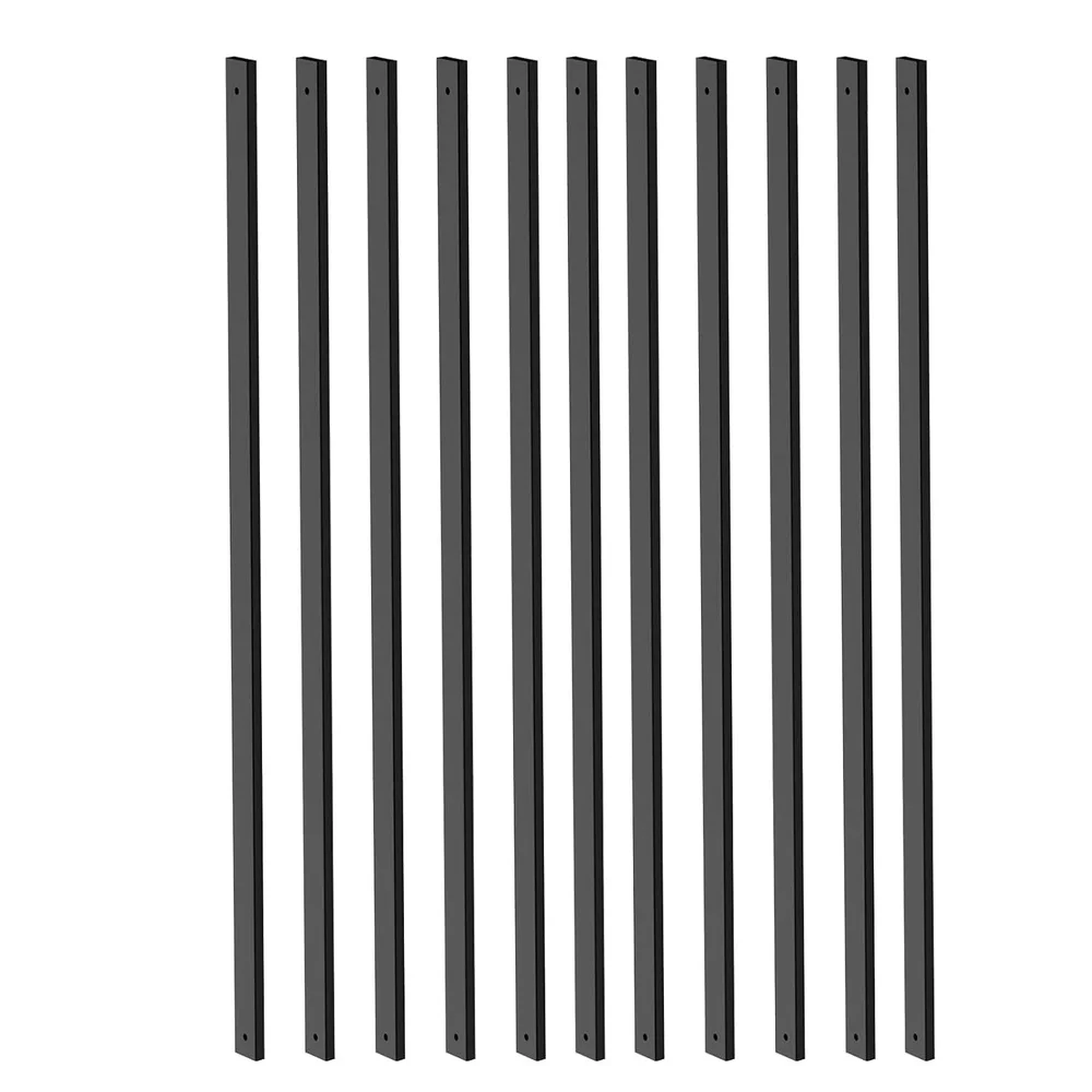 25 Pack Metal Deck Balusters 36 Inch Rectangle Black Stair Railing Spindles Waterproof Corrosion Resistant Easy Install
