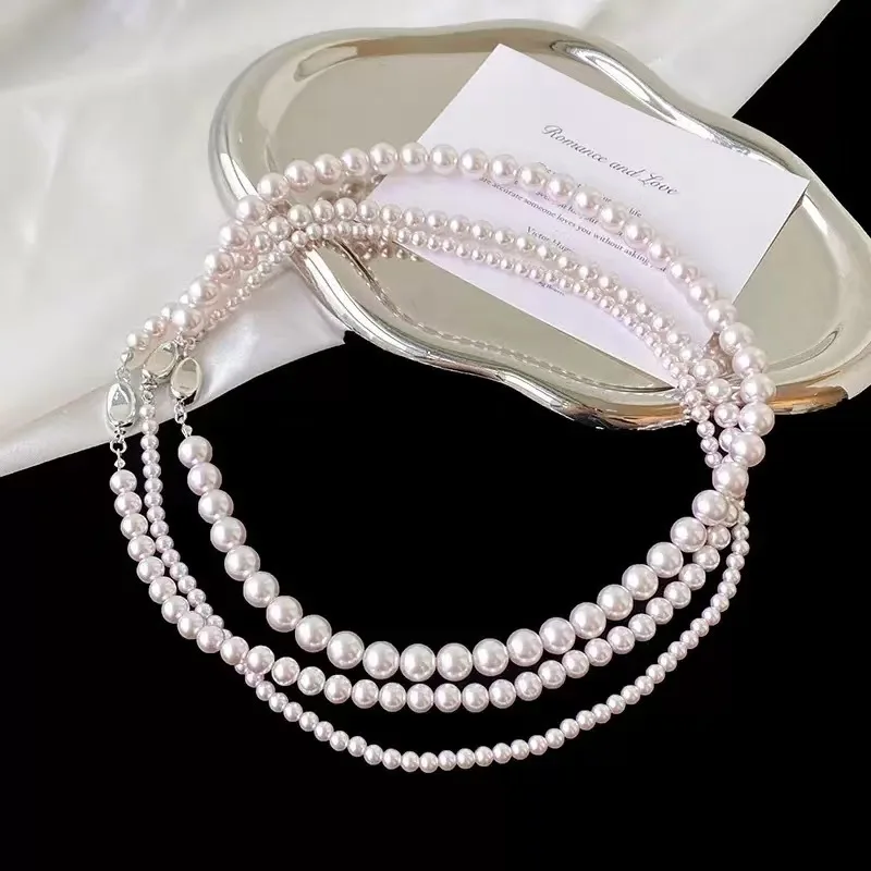 Exquisite Jewelry Rose Purple Shijia Pearl Necklace Women's Light Luxury Versatile Strong Light High-End Clavicle Chain niche