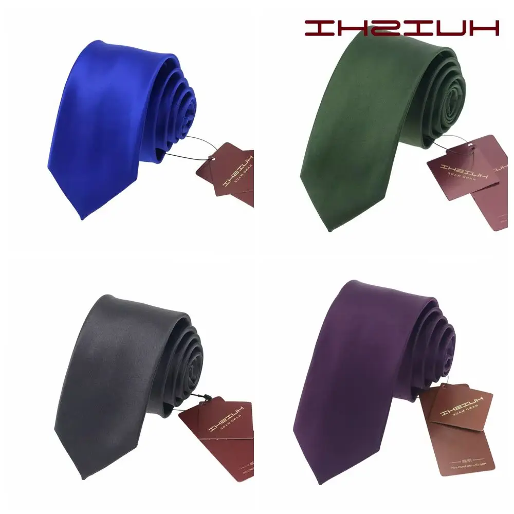 Waterproof Solid Color NeckTie HUISHI Classic 8CM Tie For Men Fashion Elegant Tie Business Wedding Gifts Party Suit Accessories