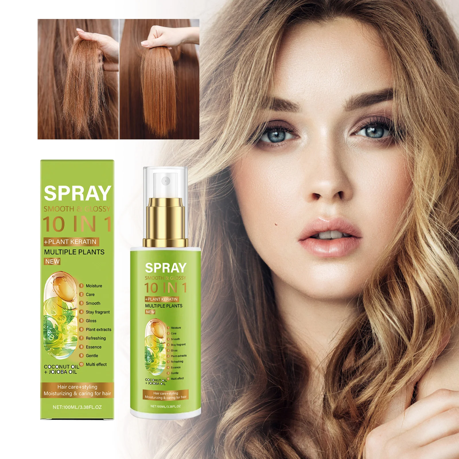 

100ml Hair Volumizing Spray Leave In Conditioner Smooth Silky Hair Anti Frizz Treatment Texturizing Hair Spray For Daily Care