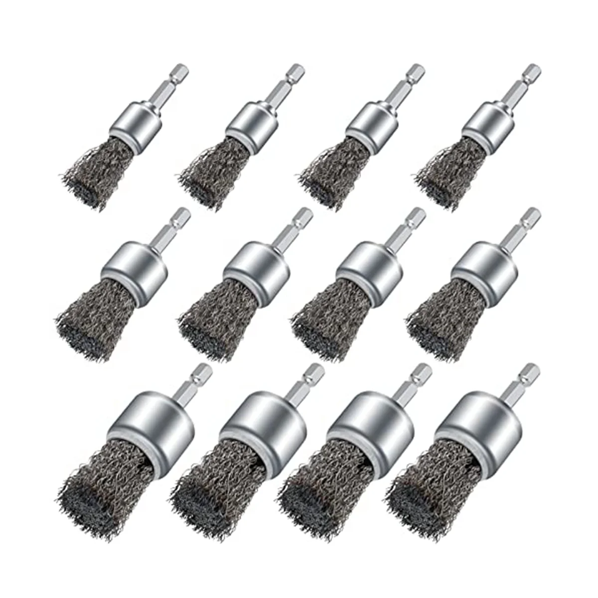 12PCS Wire Brush Wheel for Drill, Wire Wheel Cup Brushes for Drill Paint Surface Rust Removal and Small Spaces