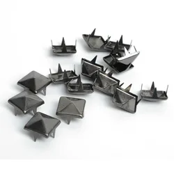 10mm Black Square Rivets 4 Claw Spikes And Studs Punk Leather Rivets For Jeans Clothes 100pcs Punk DIY Crafts For Bags