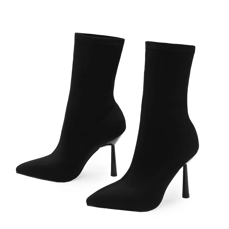 Eilyken New Fashion sottile tacchi alti stivaletti donna scarpe a punta primavera autunno Botines corte Para Mujeres