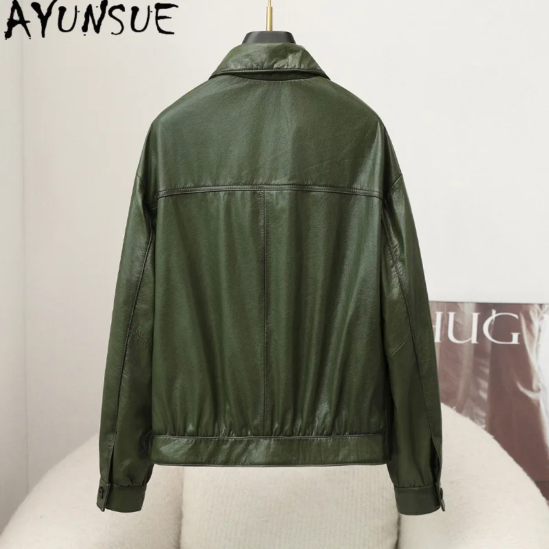 AYUNSUE Real Cowhide Genuine Leather Jacket Women Vintage New in Coats Fashion Fall Clothes 2024 Woman кожаная куртка женская