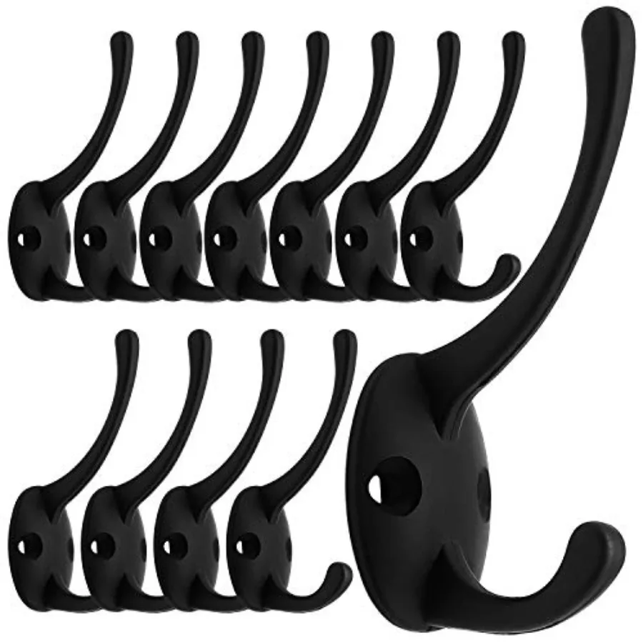 

12 Pack Coat Hooks Wall Mounted with 24 Screws Retro Double Hooks Utility Hooks for Coat, Scarf, Bag, Towel, Key, Cap, Cup, Hat