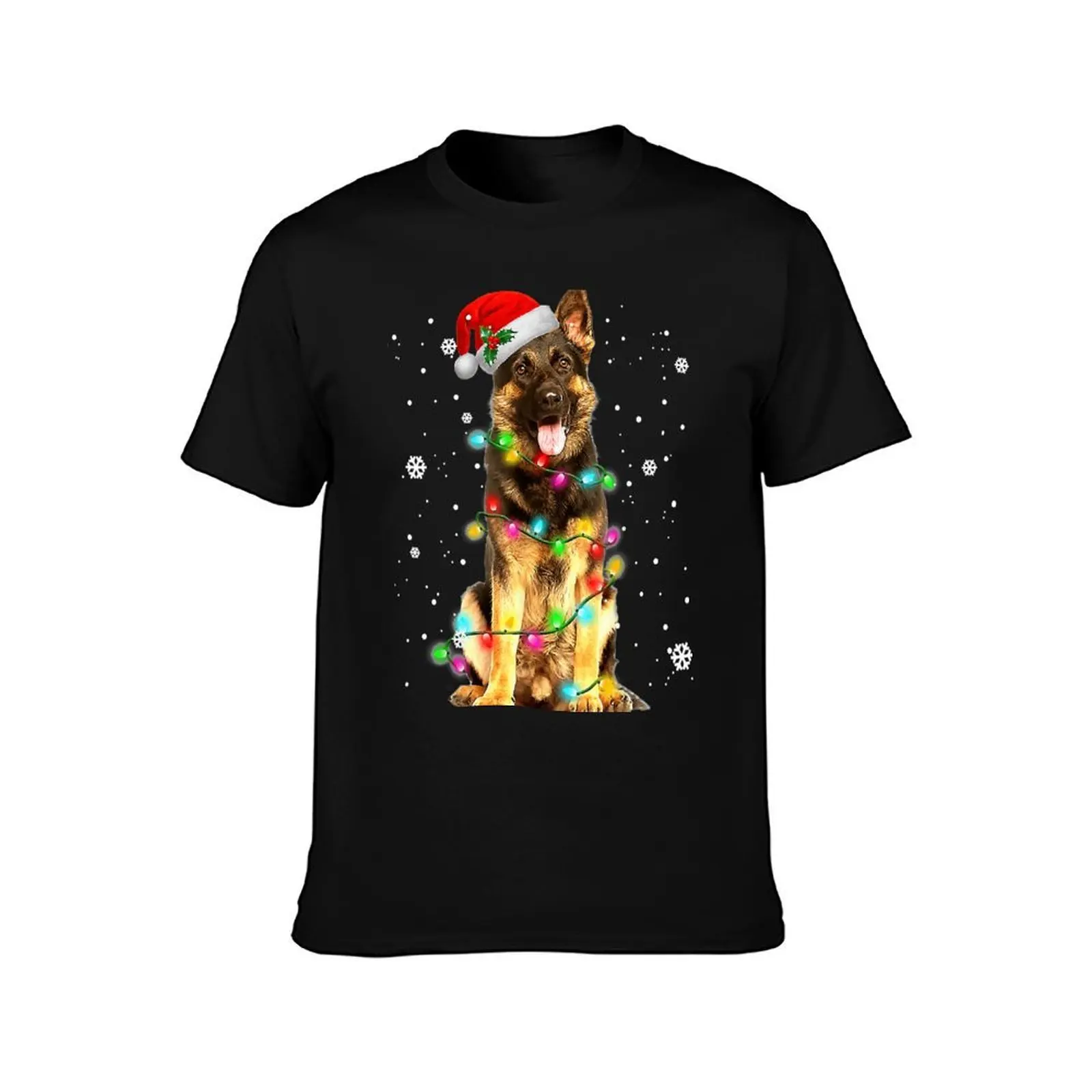 German Shepherd Dog Tree Christmas Sweater Xmas Dogs T-Shirt, Summer Casual Cotton Tee, Oversized Streetwear Tops, 100% Cotton