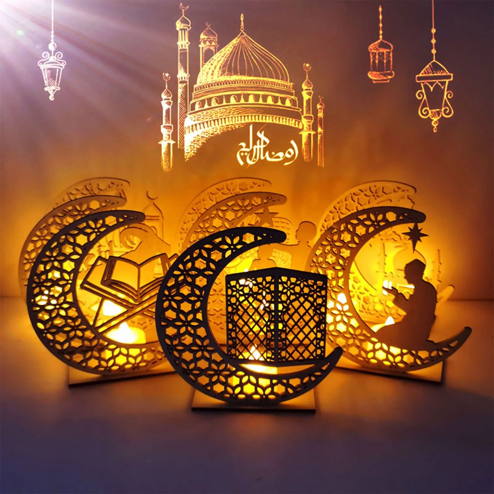 Elegant Ramadan Lamp Trending Moon Star Lantern Bestseller Islamic Table Decor Popular Eid Mubarak Light Gift Ornaments 2026 T1