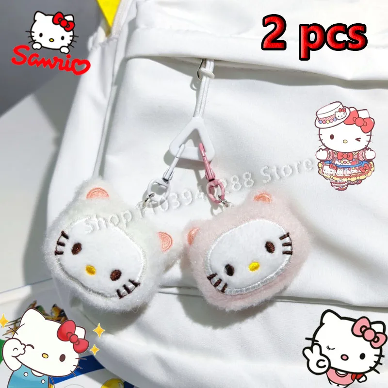 Sanrio hello kitty chaveiro de pelúcia bonito dos desenhos animados mochila pingente bordado boneca moda chave do carro para mulheres crianças brinquedos presentes