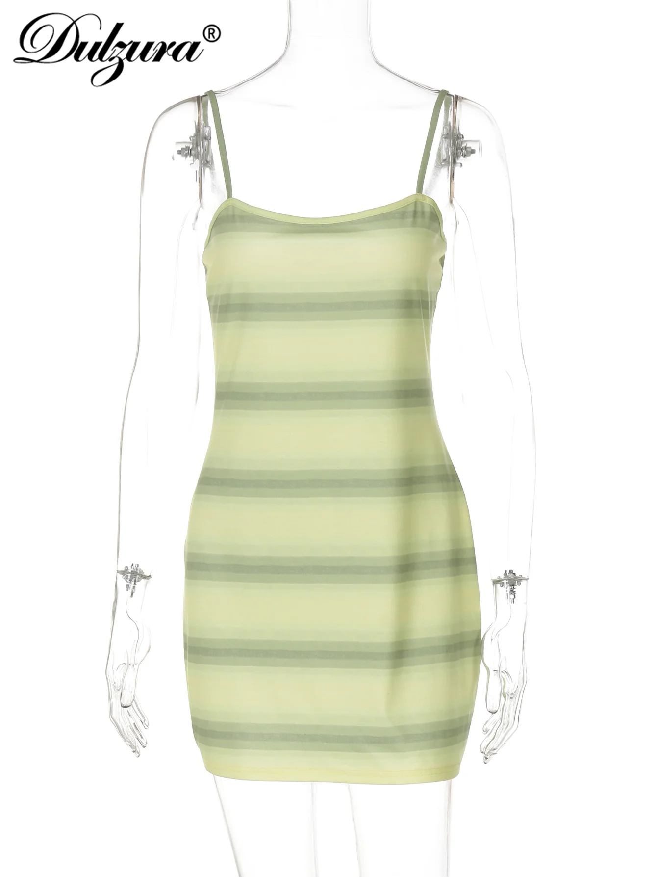 Dulzura Mini abito da donna senza maniche senza schienale con stampa a righe sottili Cami Mini abito corto casual elegante sexy Party Club Summer Outfit