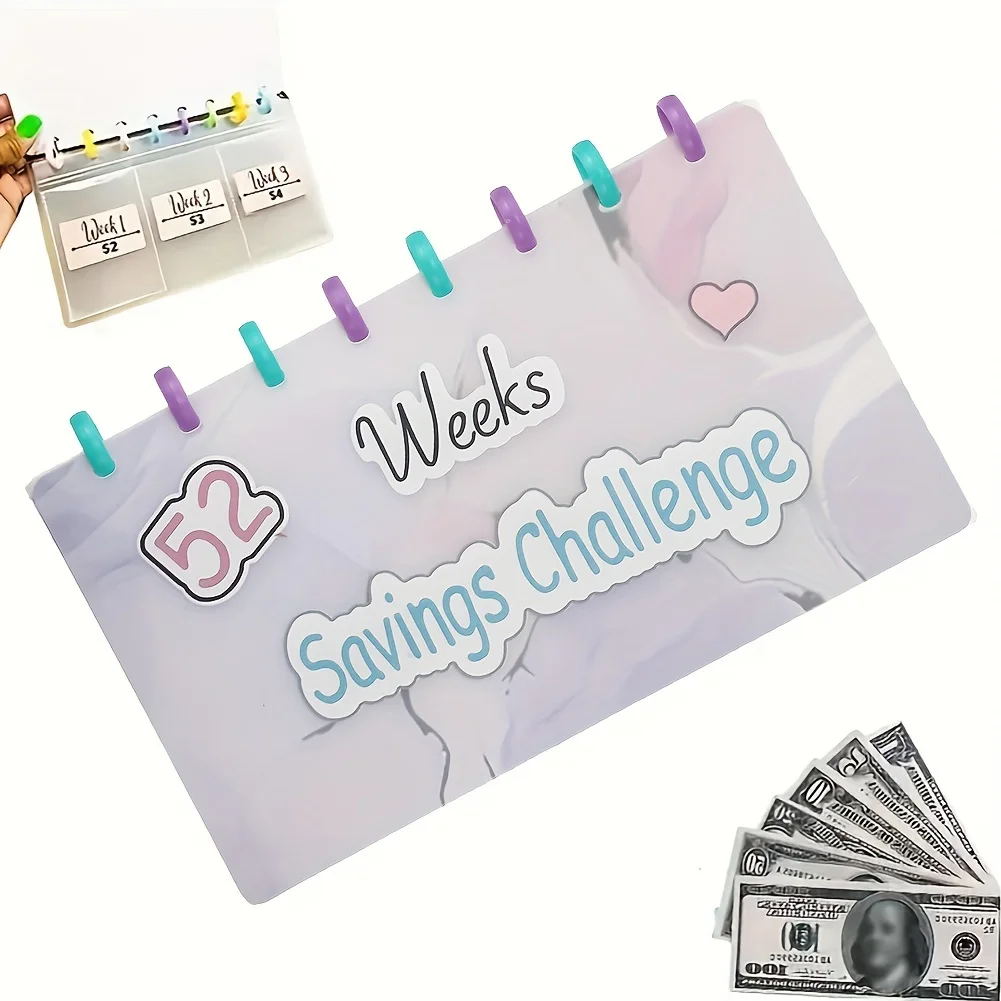 1pc 52 Weeks Money Saving Challenge Binder Envelopes Kit, Fun Budget Binder Book Organg, Budgeting, Money Saving Box Replacement