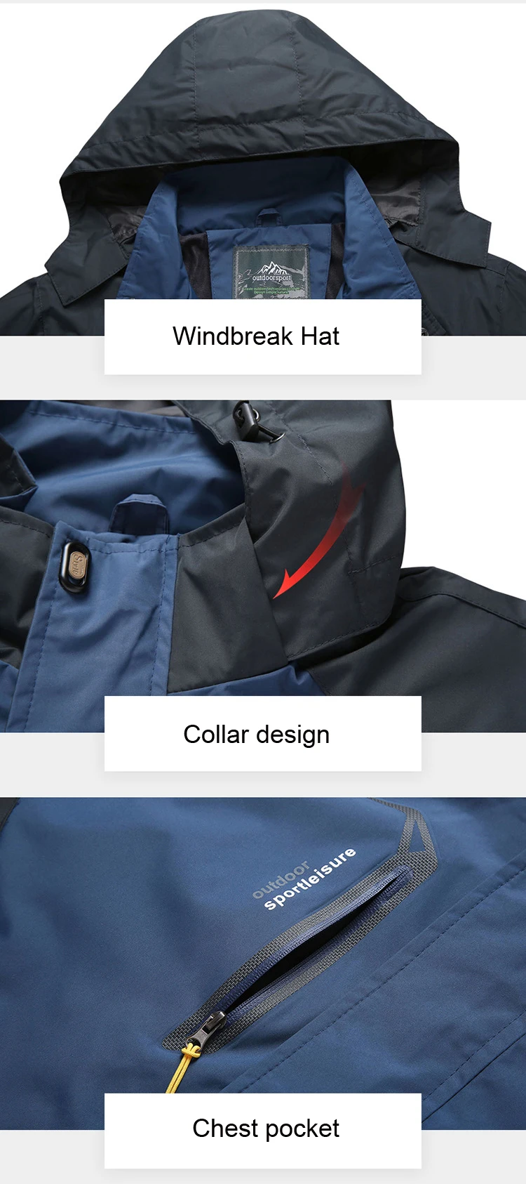 Männer Herbst Jacke Camping Wandern Trekking Windjacke Wasserdicht Mit Kapuze Frühling Outdoor Sport Reisen Klettern Mäntel – Detail 19