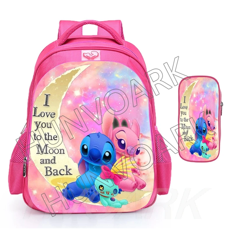 Lilo & Stitch borse da scuola per bambini zaino rosa primario da 16 pollici zaini a tracolla per bambini borsa regalo Mochilas Infantil