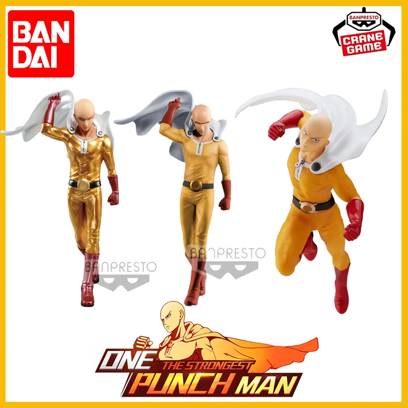 ในสต็อก Bandai Original Banpresto One Punch Man ไซตามะรูปตุ๊กตายี่ห้อใหม่กล่องอะนิเมะของเล่นโรงรถ