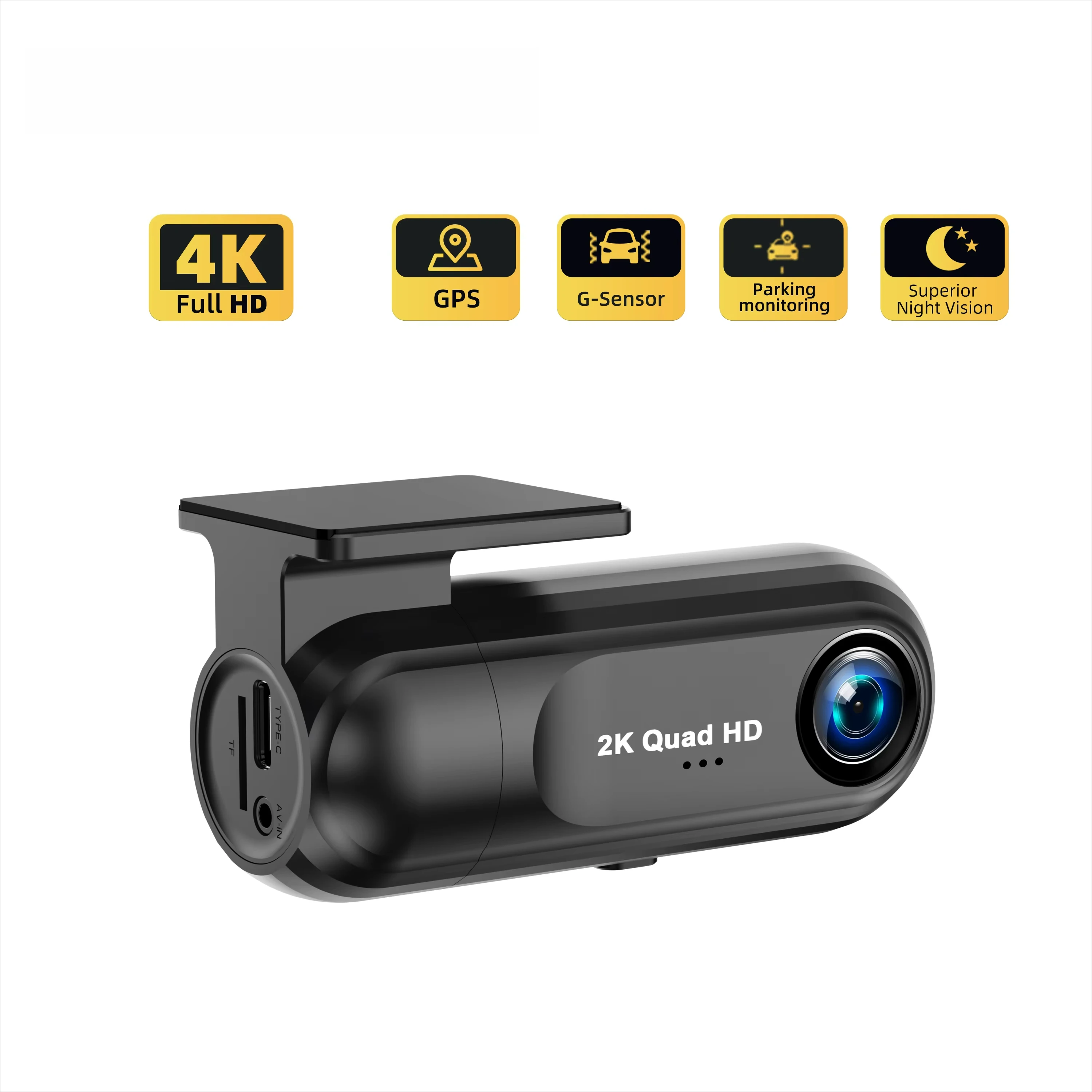 

Mini car camera recorder 2K driving recorder ADAS system, with GPS WiFi loop recording and emergency recording function