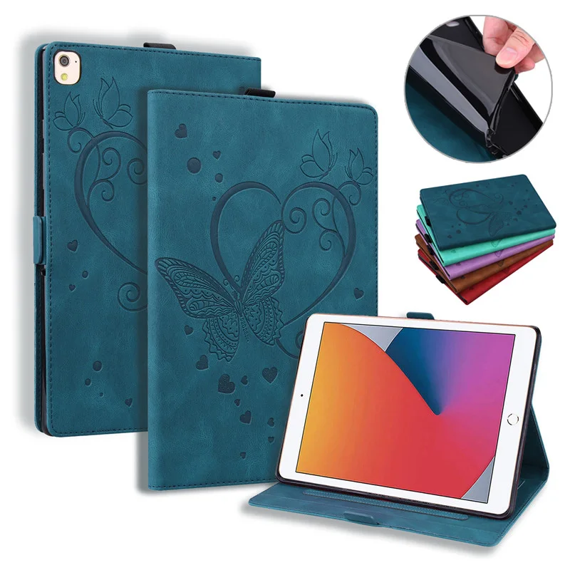 For iPad Case 6th 7th 8th 9th Generation Emboss Butterfly Tablet Funda For iPad 10.2 9.7 iPad 5 6 7 8 9 Air 1 2 Mini 6 5 4 Case