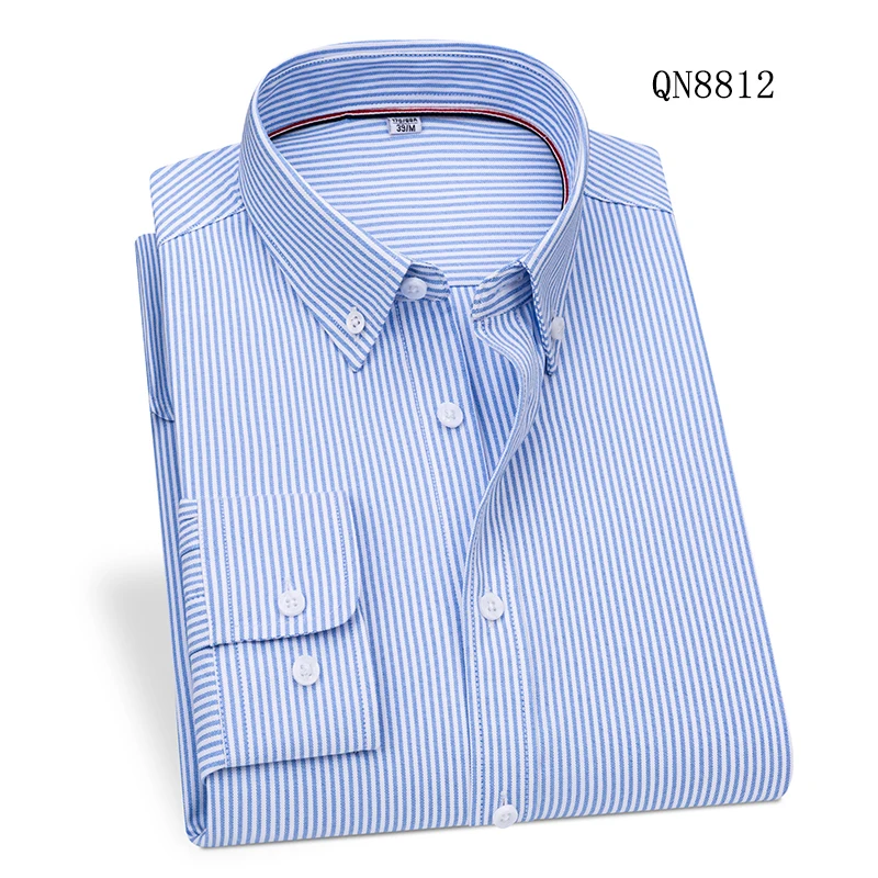 

Мужская рубашка из ткани Оксфорд для работы и повседневной носки, с воротником, карманами, в полоску, простая, универсальная, комфортная, как свитшот