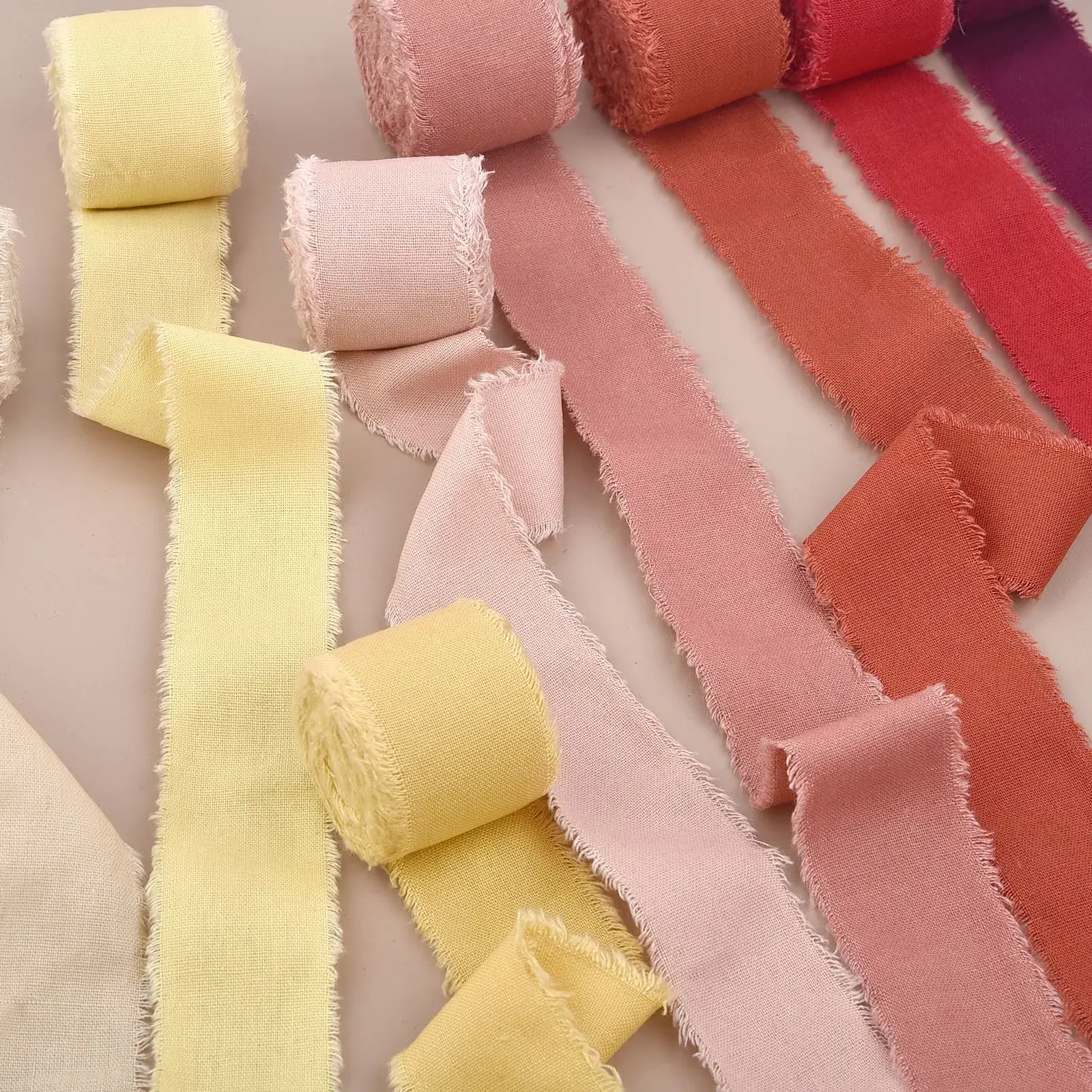 4CMx5M Hand-Torn Frayed Edge Cotton Linen Ribbon For Wedding Invitation Bouquets Wrapping Xmas Valentine'S Day Gifts Decorations