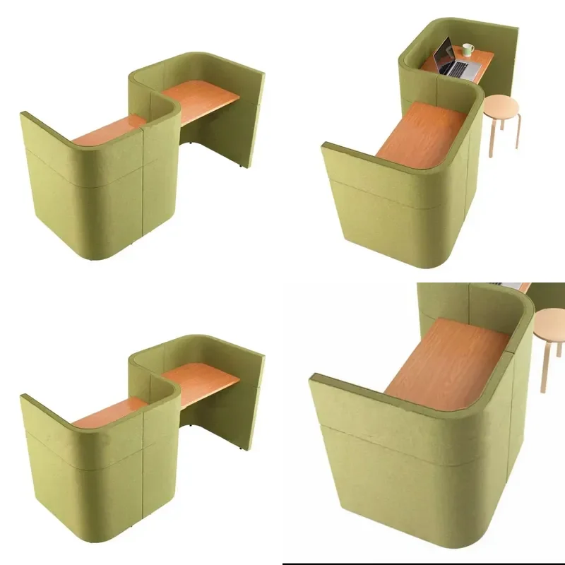 Modern S-Shaped Fabric Workstation Semi-Enclosed Soft Partition Desk for Open Office Computer Setup Private Screen